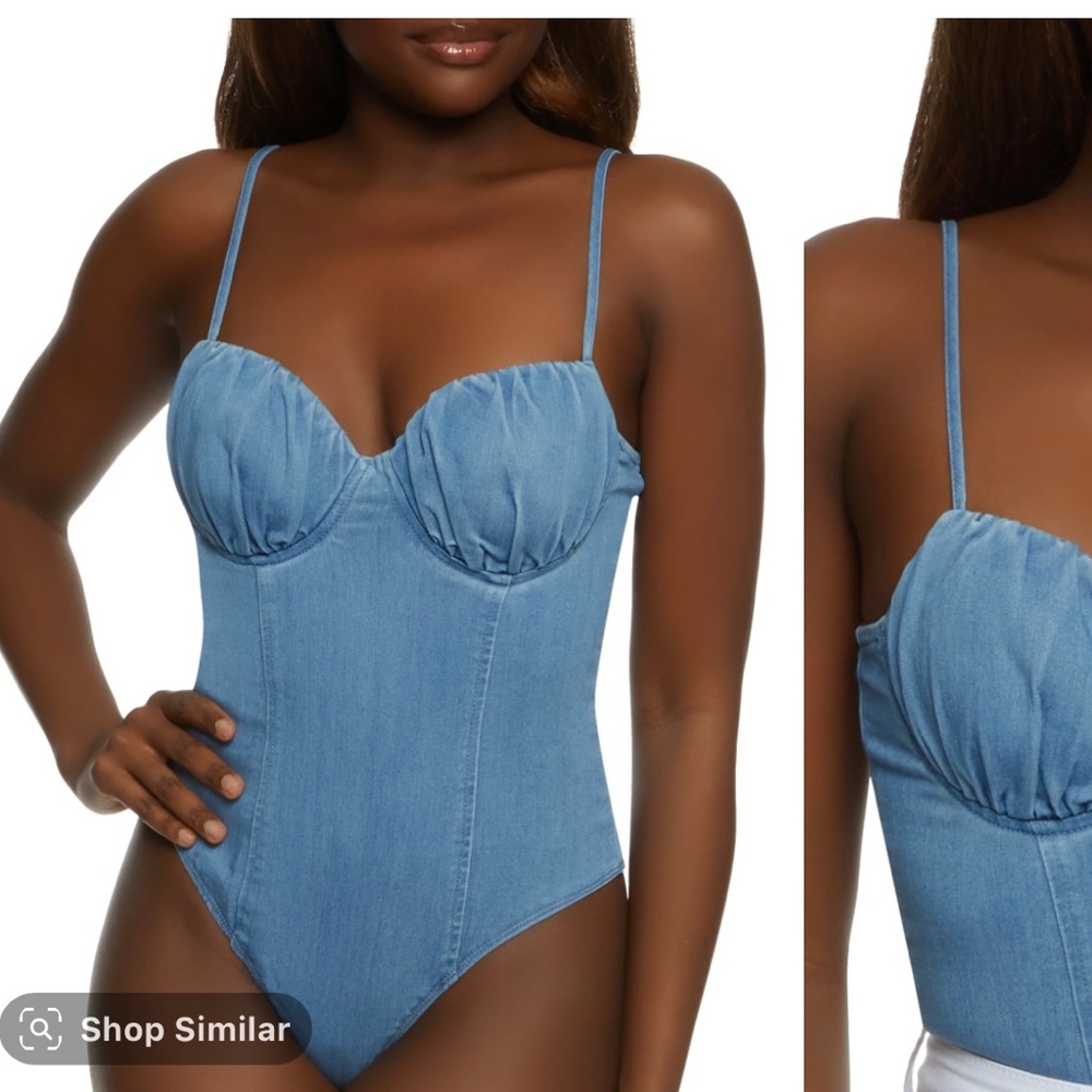 NWT Denim thong bodysuit